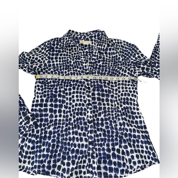 Michael Kors Navy Blue/White Button Top with Button Down or Roll up Sleeves - Picture 7 of 14